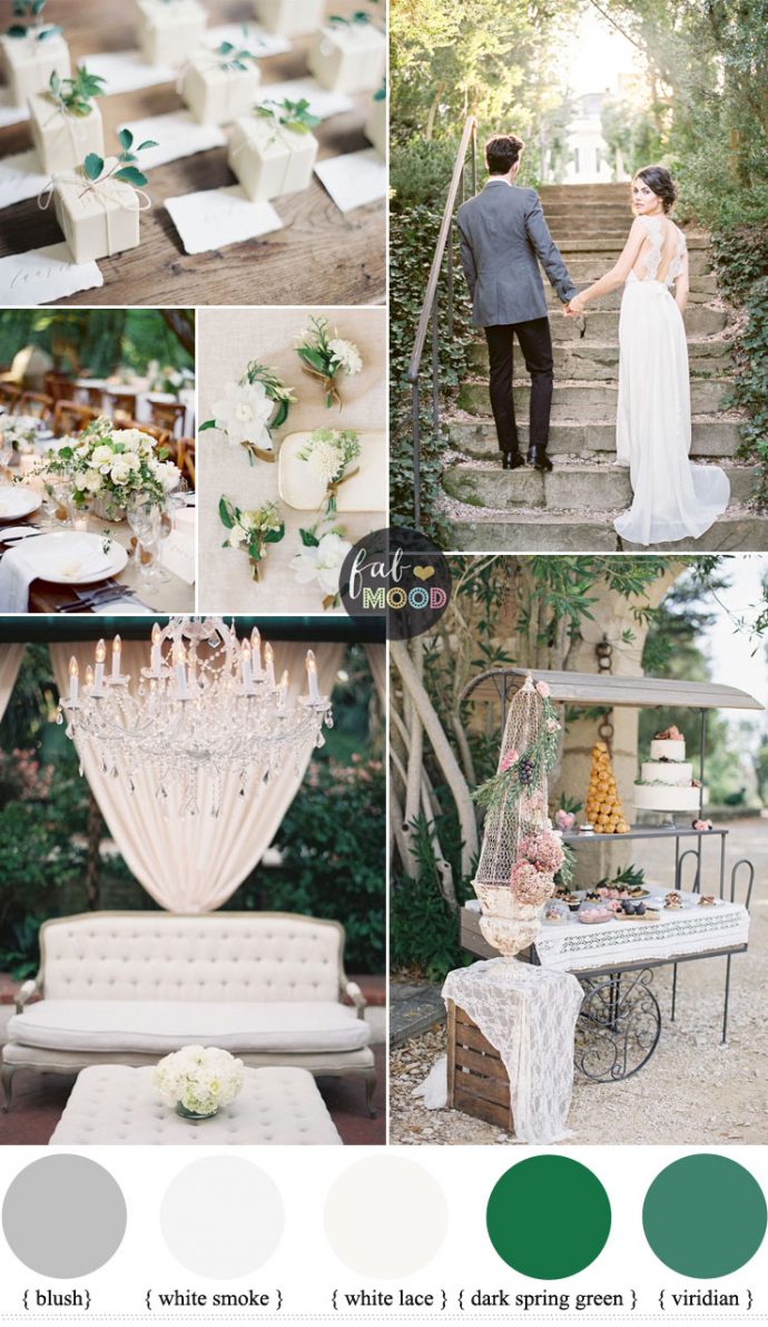 Shades of Green Wedding Ideas for French Inspired Wedding in Countryside