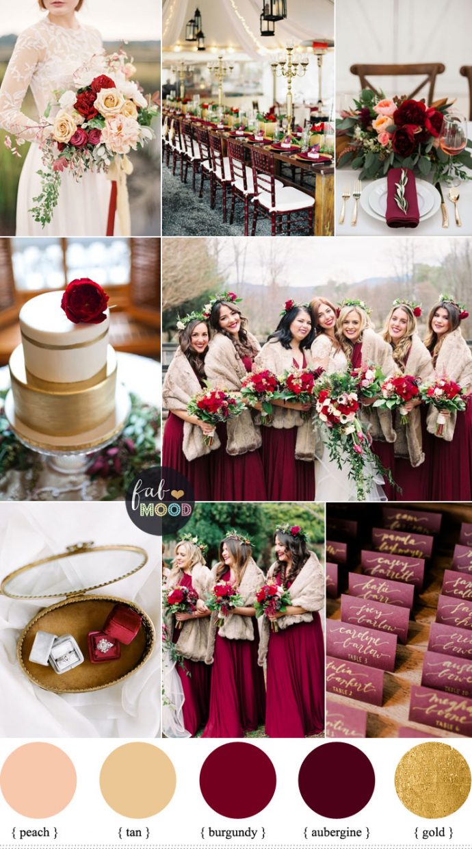 Aubergine and burgundy for Rustic Elegant Winter Wedding Inspiration Board