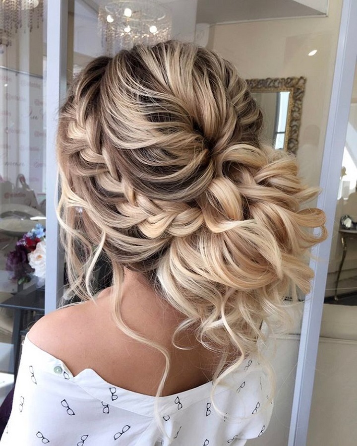 Beautiful Messy Updo With Braids Wedding Hairstyle Inspiration Messy
