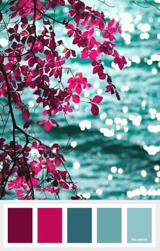 Sea green and shocking pink color palette - Shades of ocean colors