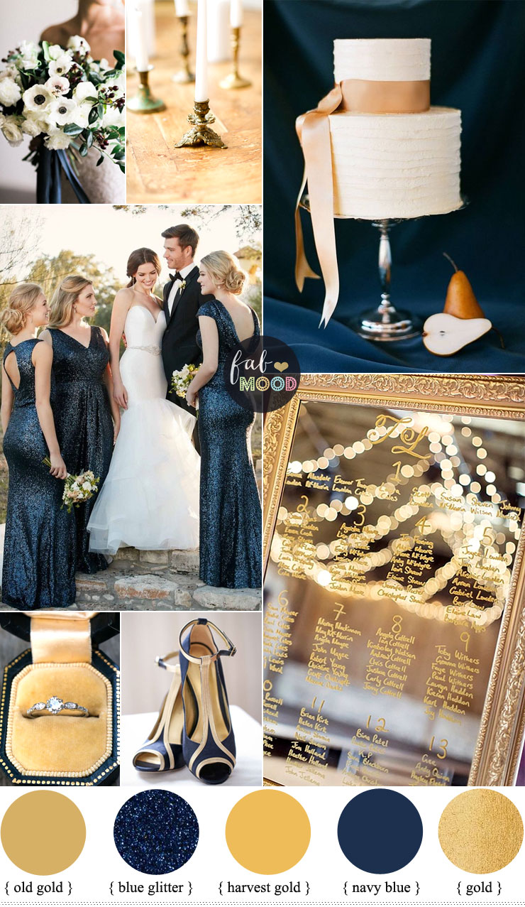 navy blue and gold wedding