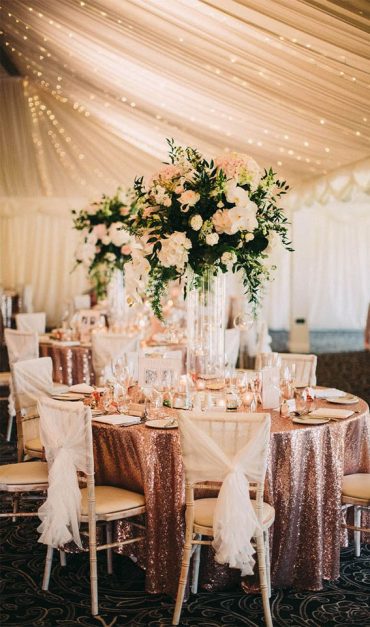 Rose gold wedding colour for industrial wedding,Warehouse wedding ideas