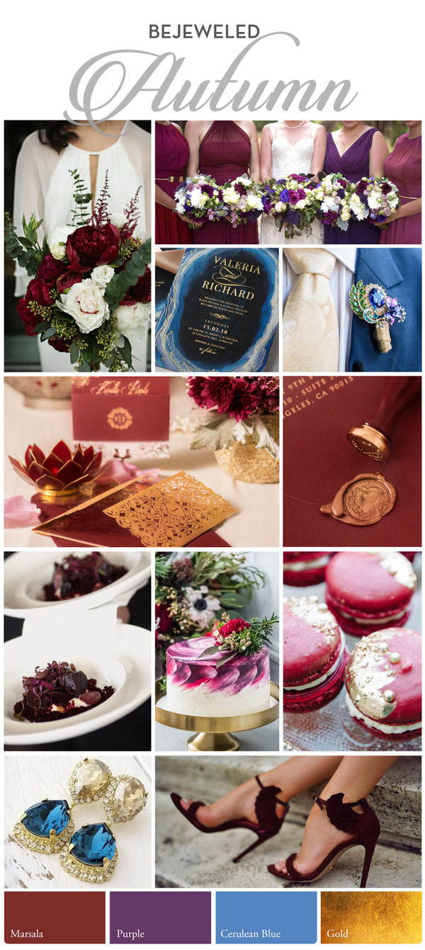  rich and deep maroon and blue, enrichened by opulent touches of gold - Luxe and Moody Autumn Extravaganza 