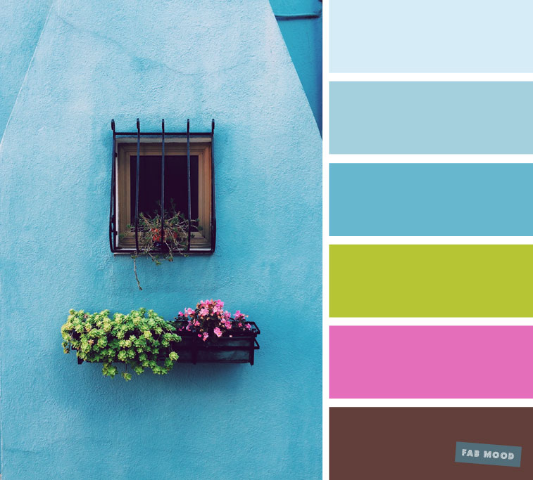 Unusual color palette of blue bright green and bright pink #color #colorpalette