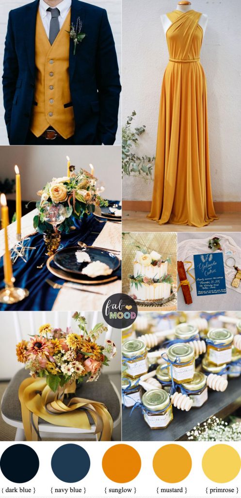fall wedding colors with navy blue