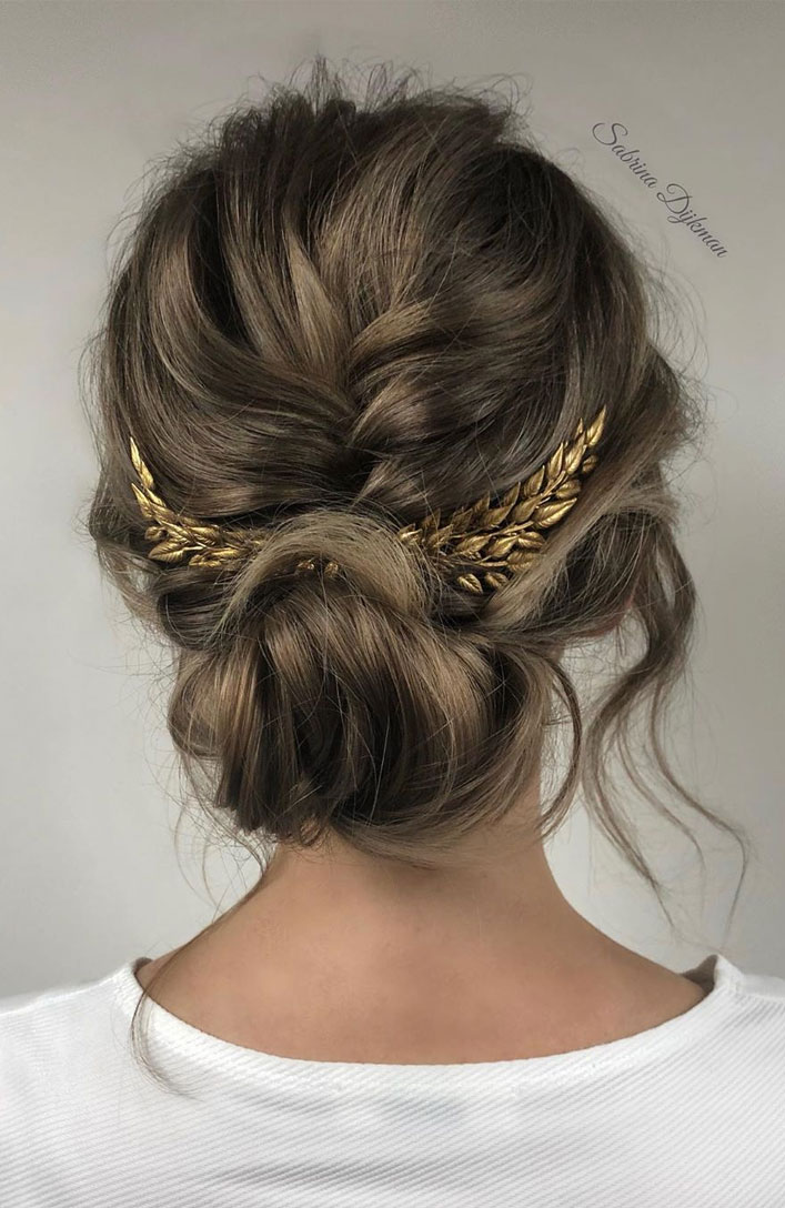 The Fabulous updo hairstyles for weddings - braided bun undone wedding hair #hairstyle #bridehair #wedding #updo #highbun messy updo hairstyle ideas