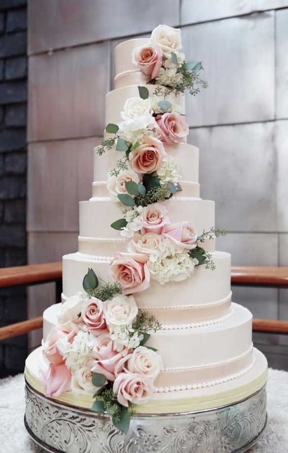 5 Tier Wedding Cakes – classic-cakes.com – Sugar/Fresh Flowers