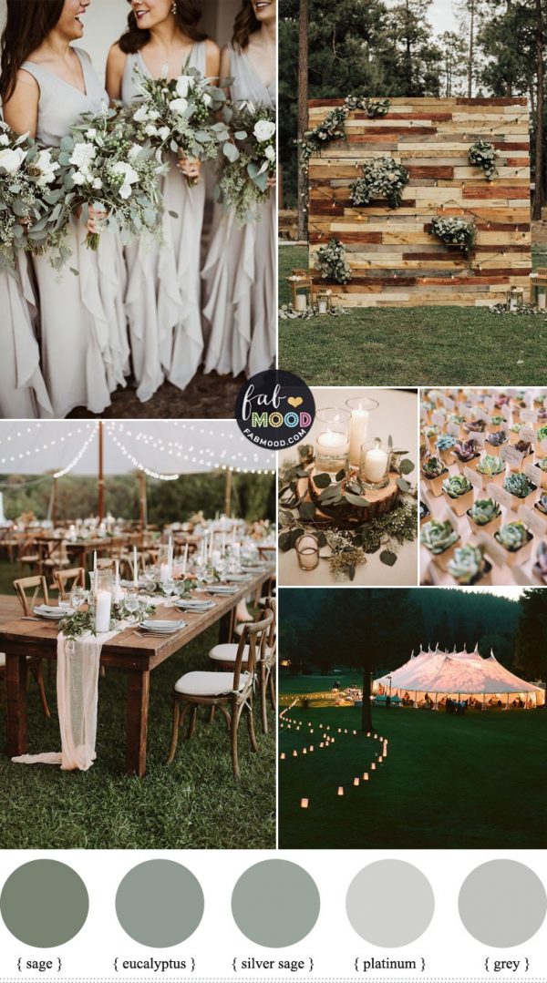 Green Sage Eucalyptus and Grey Wedding Color Palette For Spring Wedding ...