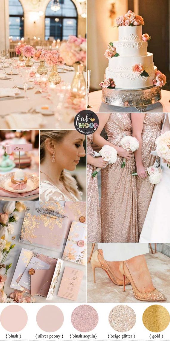 Blush Rose Gold Wedding Colour Palette For Elegant Ballroom Wedding