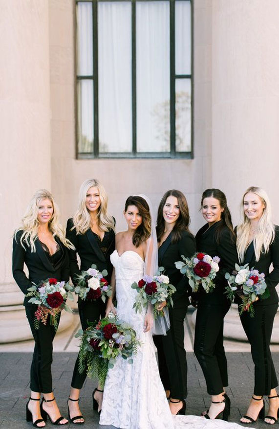 bride bridesmaids jumpsuits