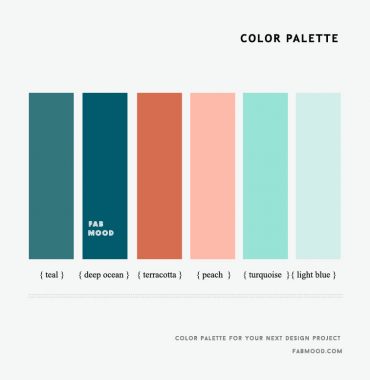 Teal, Deep Ocean, Peach , Turquoise And Light Blue 1 - Fab Mood 