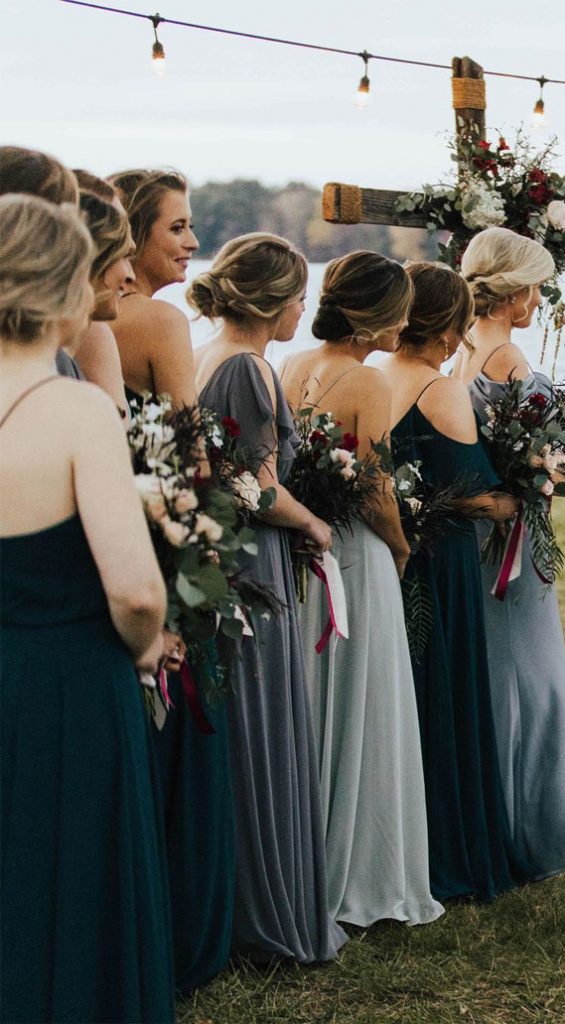 Dusty blue Wedding Color Theme with subtle hints of Burgundy + Lavender