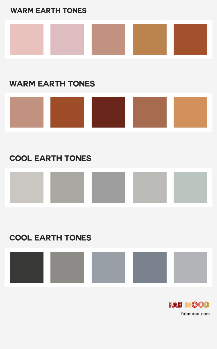 4 Earth tones color combos { Warm Earth Tones & Cool Earth Tones } 1 - Mood | Wedding Colours, Wedding Themes, Wedding colour palettes