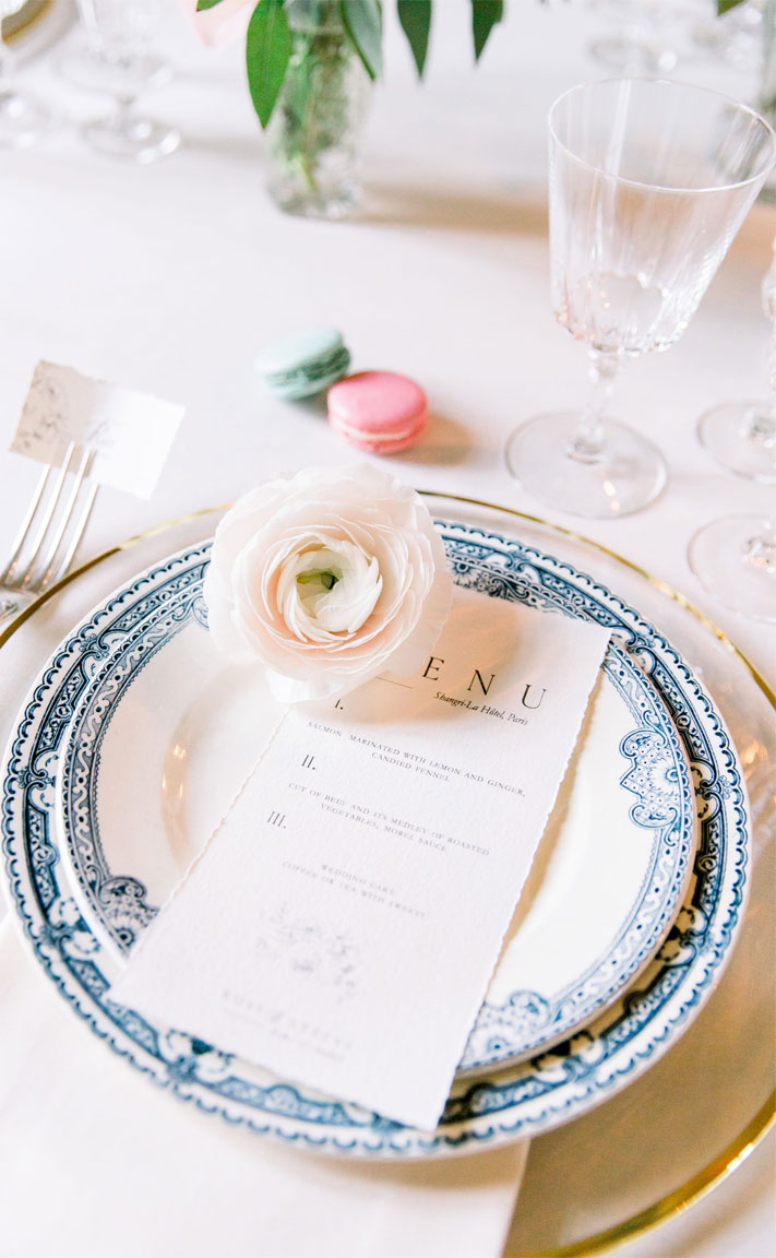 wedding place setting, wedding menu, place setting ideas