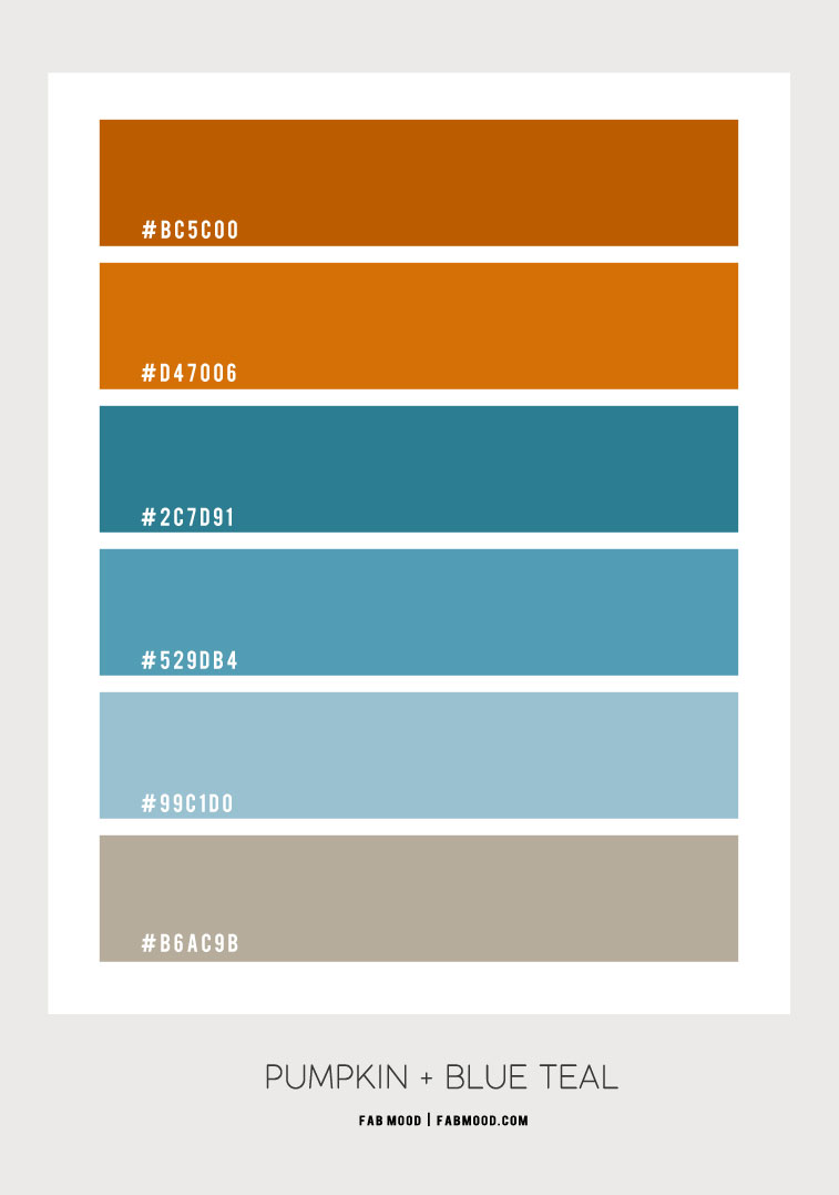 Blue Teal and Pumpkin Colour Scheme – Colour Palette #89 1 - Fab Mood ...