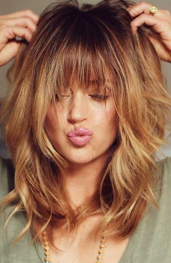 Best Cute Hairstyles For Medium Length Hair With Bangs for Oval Face