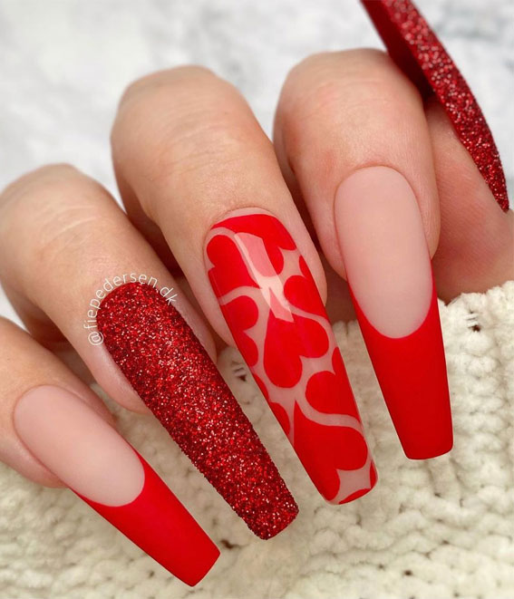 Beautiful Valentine's Day Nails 2021 : Louis Vuitton Kiss Red Nails