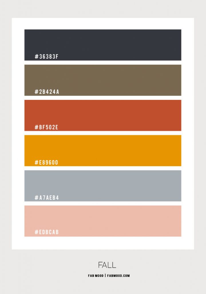 Fall Colour Palette { Charcoal, Dusty blue, Dusty Rose, Mustard, Rust }