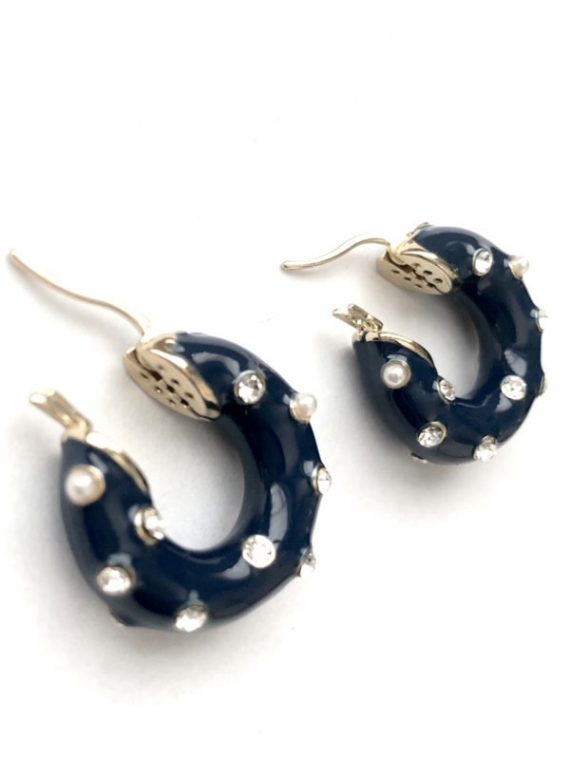 14k gold plated dark blue hoop earrings - Fab Mood | Wedding Colours ...