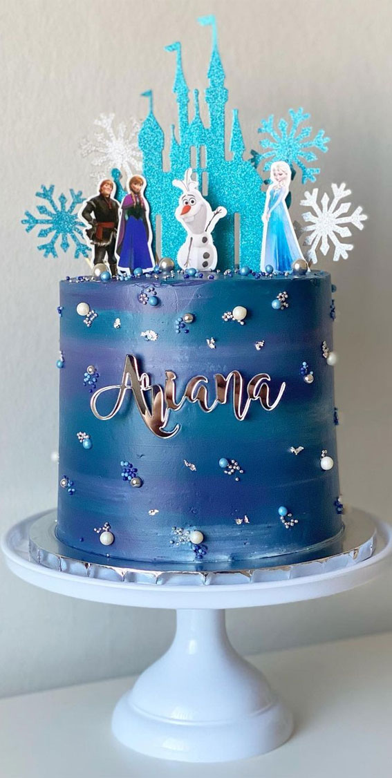 Frozen Birthday Cake with Ombre Frosting - Two Sisters