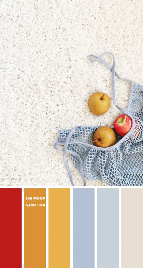 Mustard and Red Color Combo | Soft Autumn Color Palette | blue grey