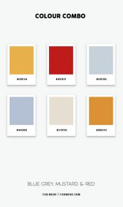 Mustard and Red Color Combo | Soft Autumn Color Palette | blue grey