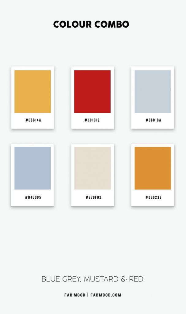 Mustard and Red Color Combo | Soft Autumn Color Palette | blue grey