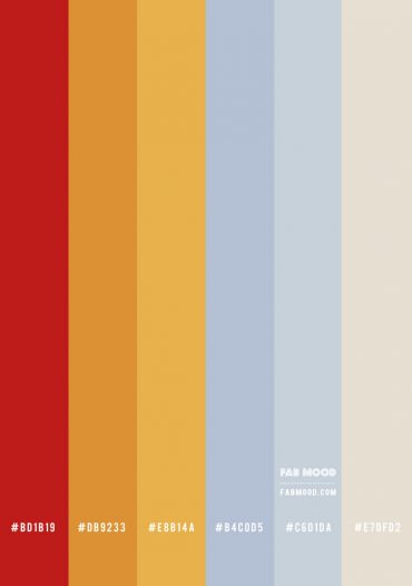 Mustard and Red Color Combo | Soft Autumn Color Palette | blue grey