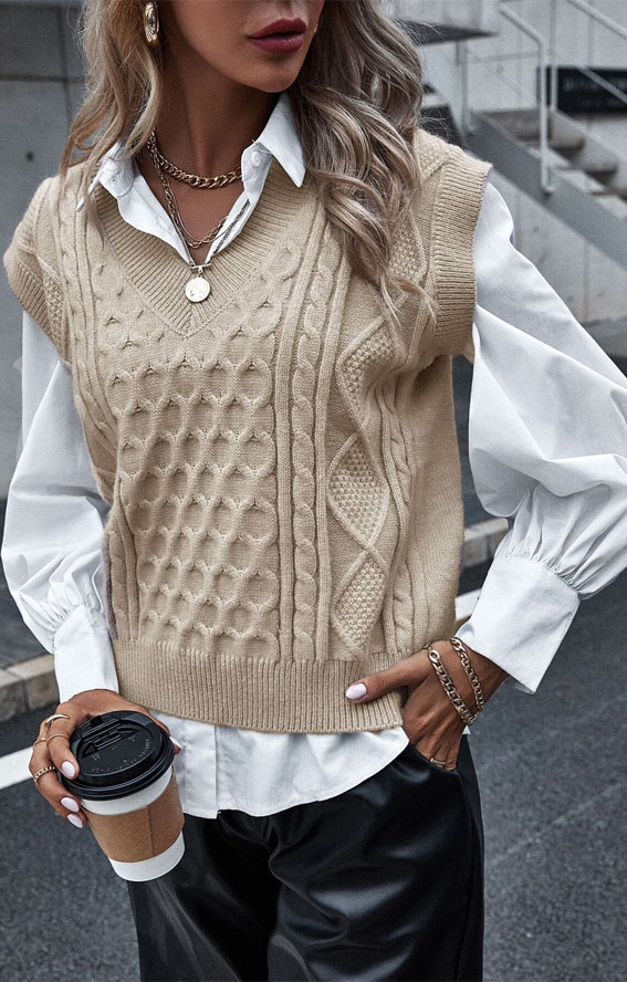 14 Stylish Sweater Vest Outfits to Wear This Fall