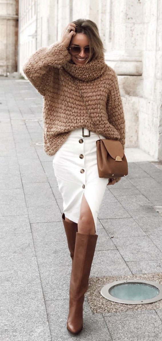 Mini Skirt + Over Knee Boots ( PERFECT fall outfit ) » Hustle + Halcyon