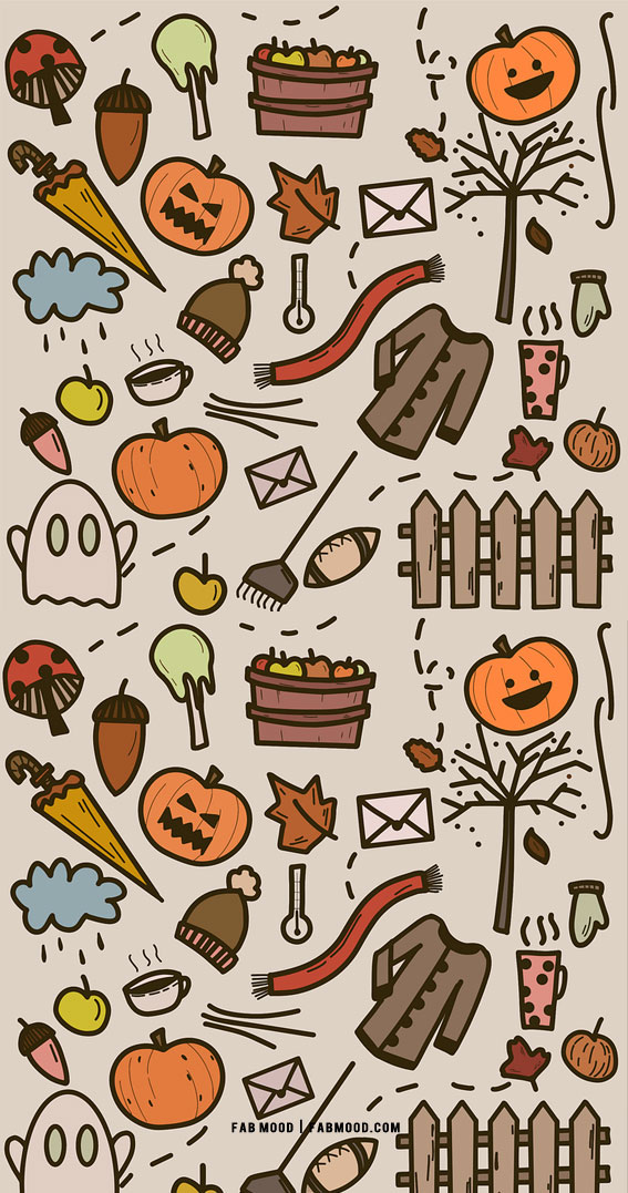 Cute Halloween Wallpaper Aesthetic  Fall Wallpaper Illustration