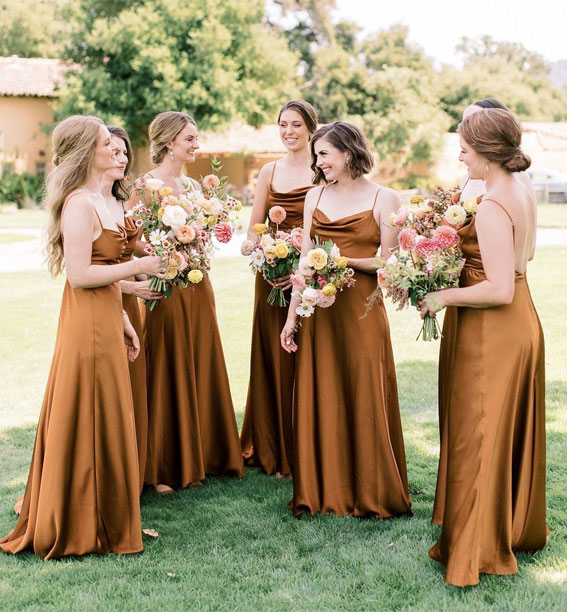 coffee brown bridesmaids, fall bridesmaids, fall wedding ideas