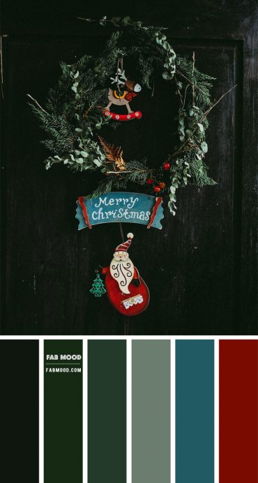 Midnight Green, Sage, Blue Teal and Red Christmas Colour Scheme