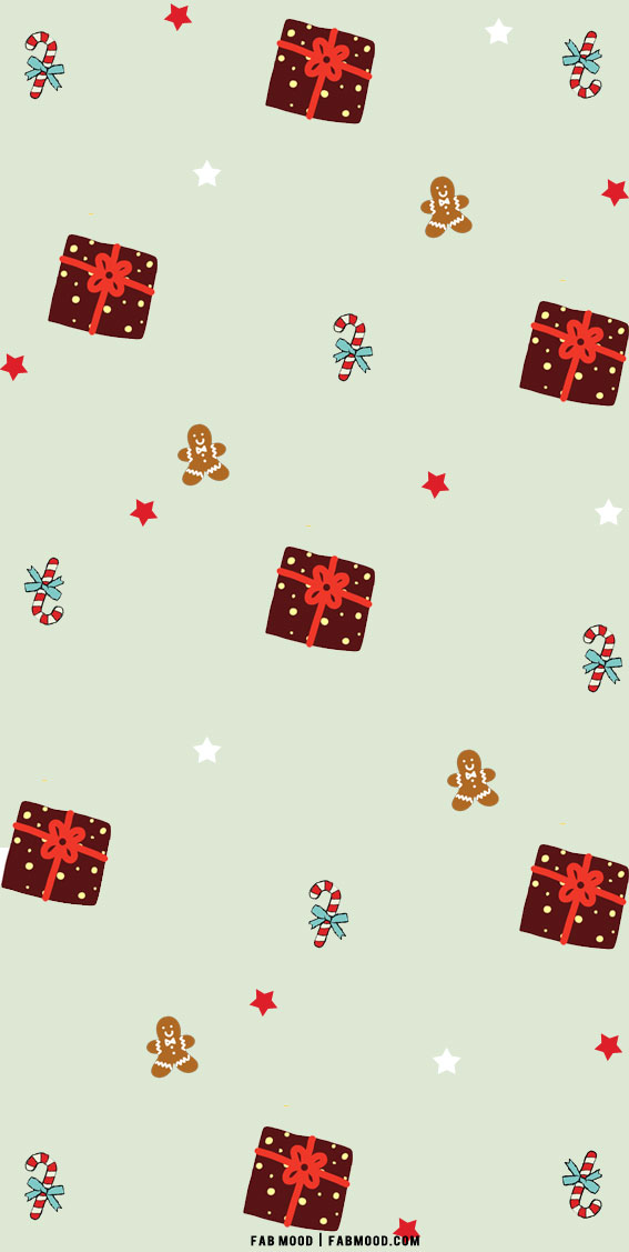 12 Aesthetic Christmas Wallpapers : Candy Cane, Present & Gingerbread Man