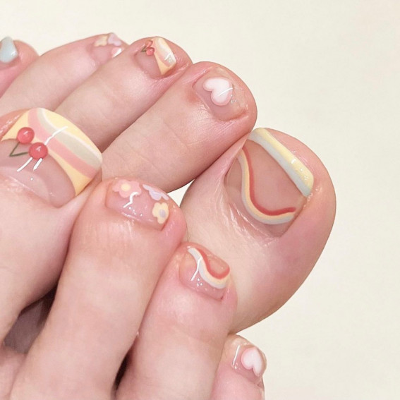 50 Cute Summer Toe Nails for 2022 : Mix and Match Fun Summer