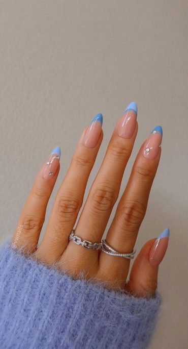 31-cute-sky-blue-french-tip-nails-almond-nails-with-rhinestones-1