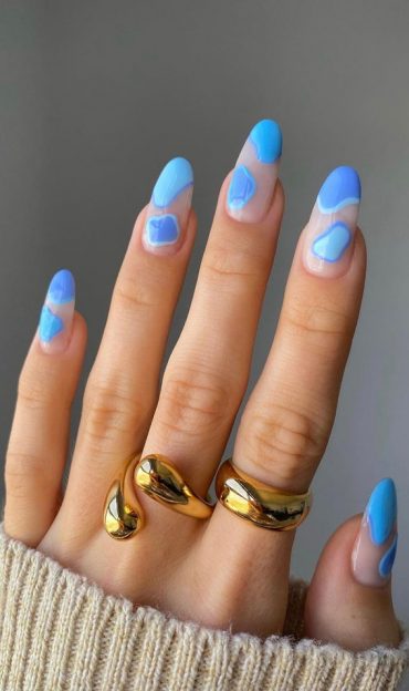 31 Cute Sky Blue French Tip Nails Abstract Blue French Tips 1 Fab Mood Wedding Color 0047