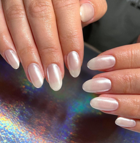 Hailey Bieber's Pearly Chrome Nails Are Summer's Most-Requested Manicure
