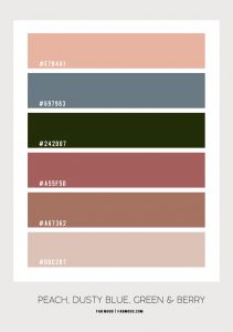 Berry, Dusty Blue, Green & Peach – Colour Palette 164 1 - Fab Mood ...