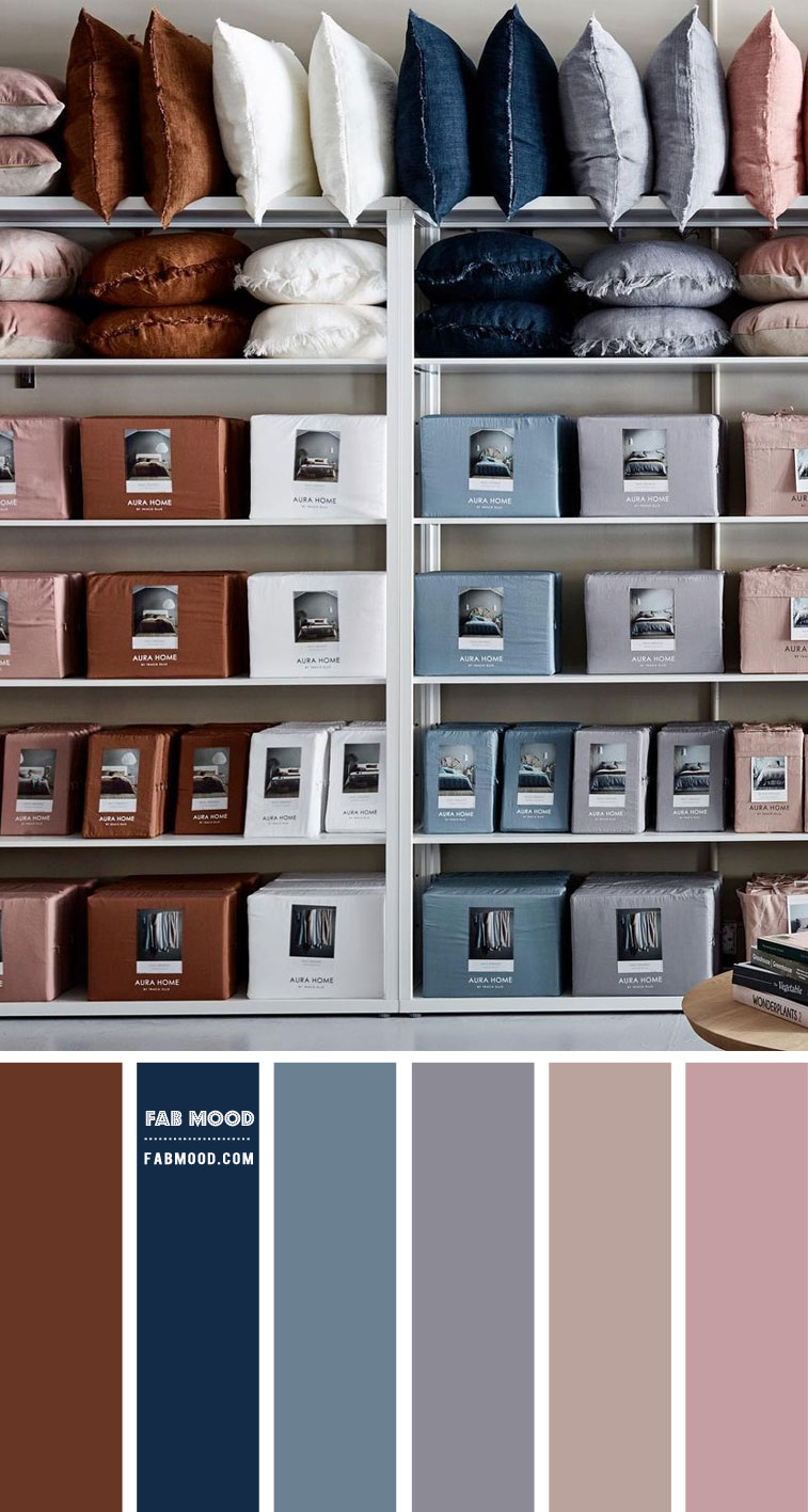 Blush, Brown, Denim, Dusty Blue, Grey and White – Colour Palette