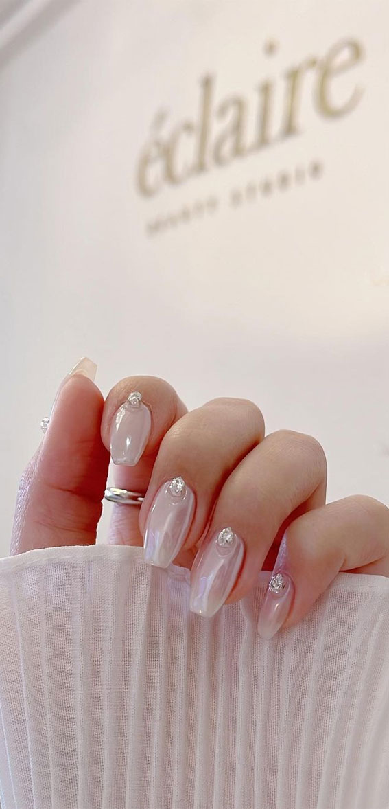 45 Glazed Donut Nails To Try Yourself : Jewel Embellishment + Glazed Donut Nails