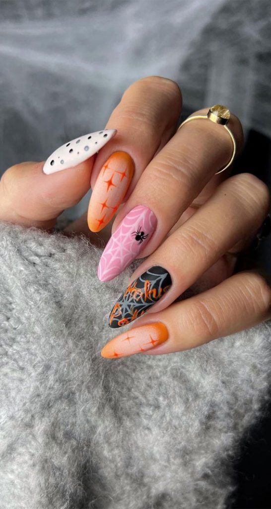 50 Best Halloween Nails 2022 Spider Web + Ombre Almond Nails 1 Fab