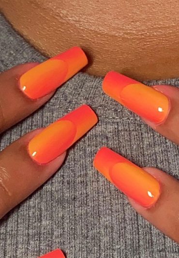 35 Best Optical Illusion Nails Orange Ombre French Acrylic Nails 1 Fab Mood Wedding Color 0366