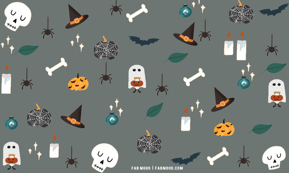 Halloween Seamless Pattern Hand Drawn Holiday Background Cute Spooky Vector  Illustration Stock Illustration  Download Image Now  iStock