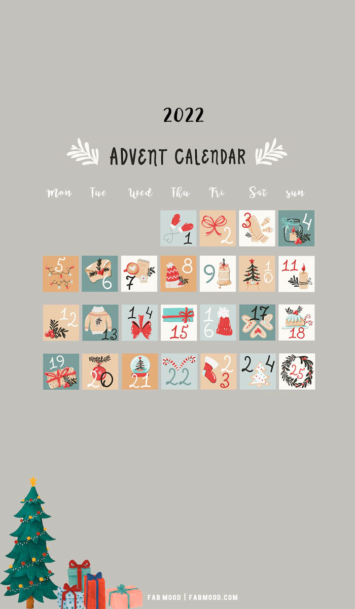 10+ Christmas Calendar Wallpapers : Grey Advent Calendar For Phone