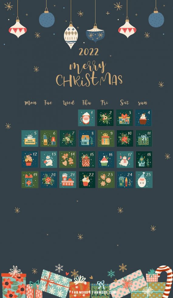 10+ Christmas Calendar Wallpapers : Bauble Advent Calendar For Phone 1