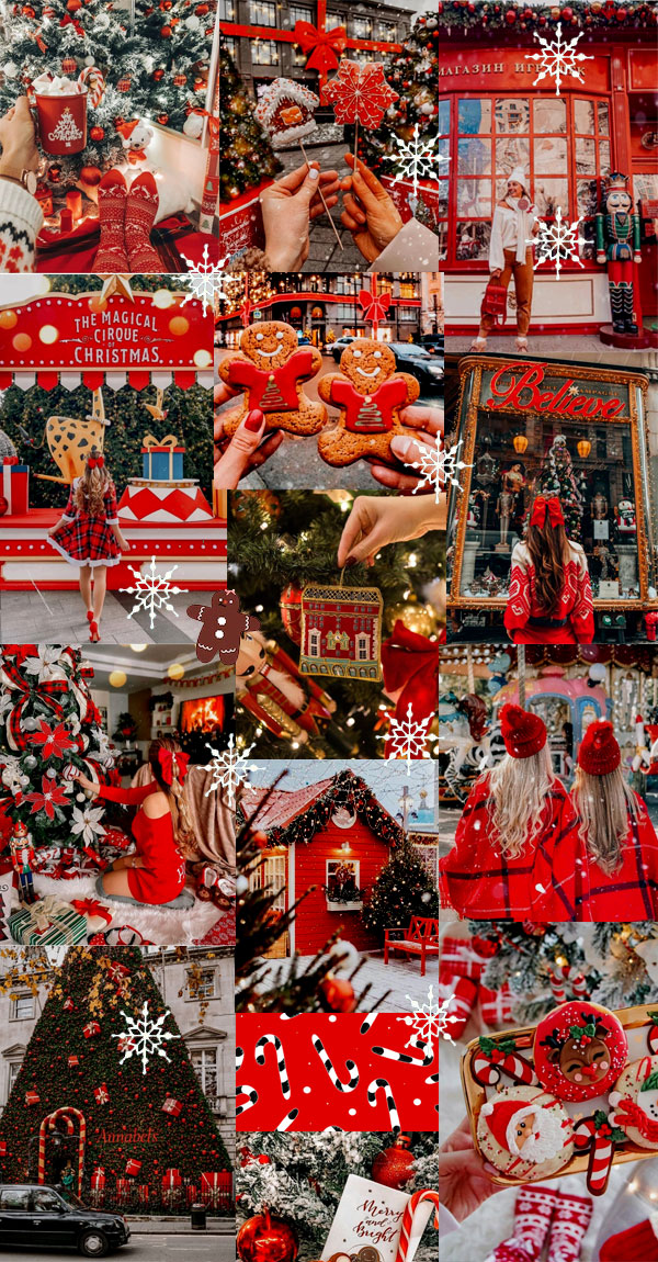 20+ Christmas Collage Aesthetic Ideas : Bright Red and Green Collage 1 -  Fab Mood
