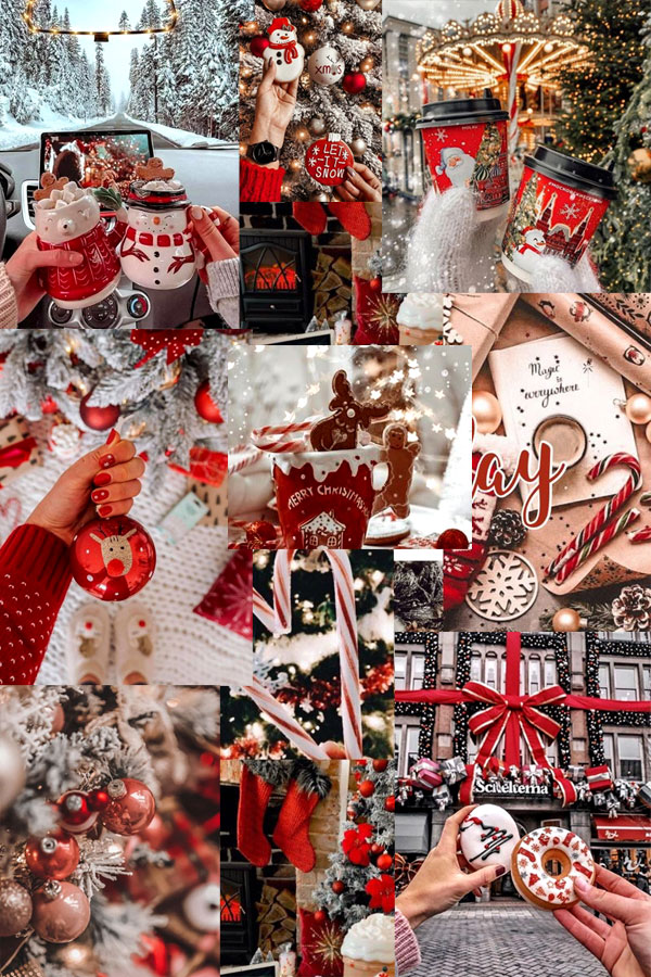 20+ Christmas Collage Aesthetic Ideas : Let It Snow Red Collage 1 - Fab  Mood