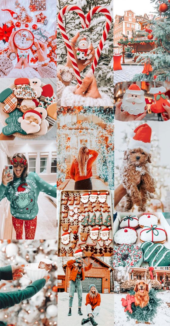 20+ Christmas Collage Aesthetic Ideas : Bright Red and Green Collage 1