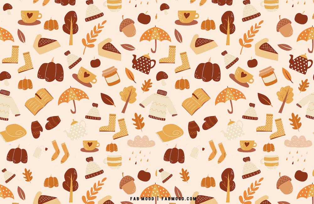 Cute Fall Wallpaper Ideas to Brighten Up Your Devices : Falling Leaves +  Sweater Wallpaper 1 - Fab Mood